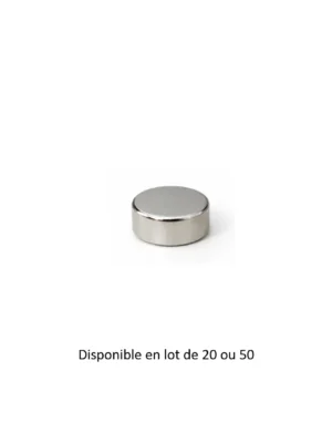 Aiman néodyme N52 cylindrique 6 × 3 mm sur fond blanc, disponible en lot de 20 ou 50 pièces