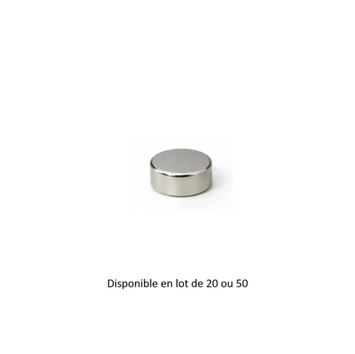 Aiman néodyme N52 cylindrique 6 × 3 mm sur fond blanc, disponible en lot de 20 ou 50 pièces