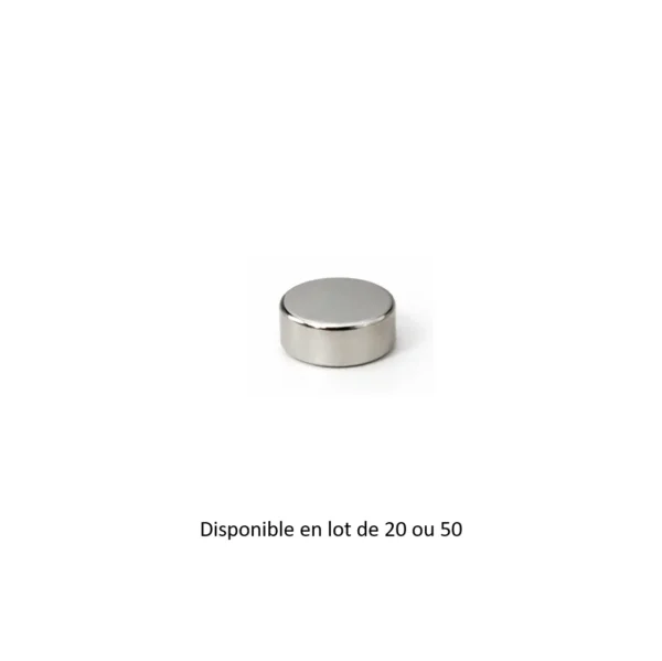 Aiman néodyme N52 cylindrique 6 × 3 mm sur fond blanc, disponible en lot de 20 ou 50 pièces
