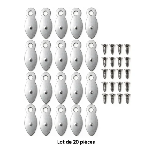 Lot de 20 attaches murales argentées avec vis pour cadres et tableaux