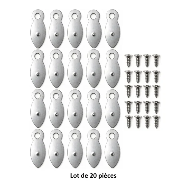 Lot de 20 attaches murales argentées avec vis pour cadres et tableaux