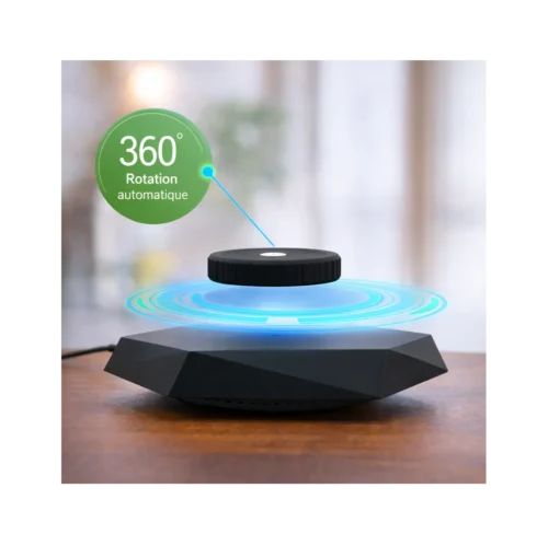Socle de lévitation magnétique avec galette flottante en rotation automatique à 360