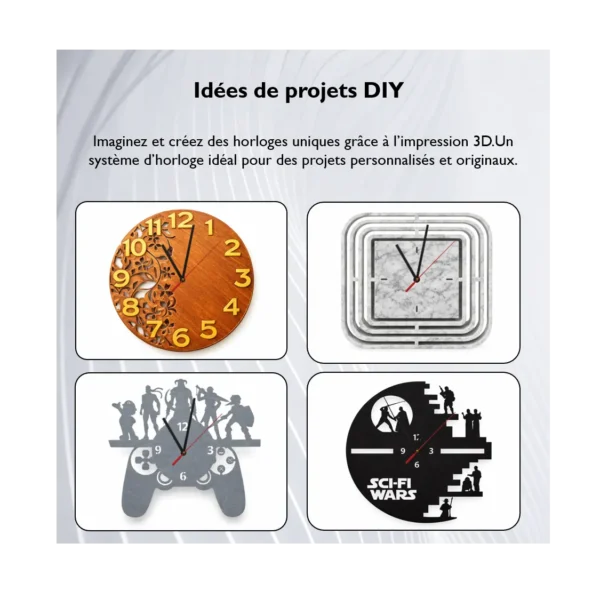 Exemples de projets d’horloges personnalisées imprimées en 3D.