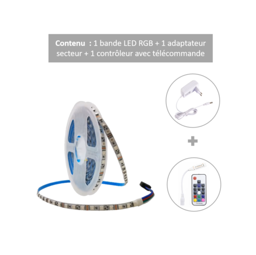 kit-led-rgb Bande LED RGB avec contrôleur et alimentation