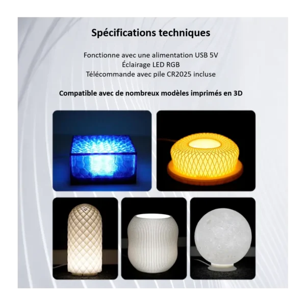 Spécifications techniques du mini spot LED RGB USB