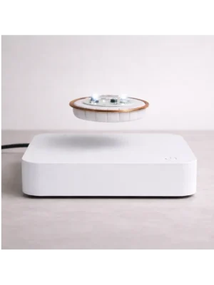 Socle de lévitation magnétique blanc avec galette flottante et led rgb