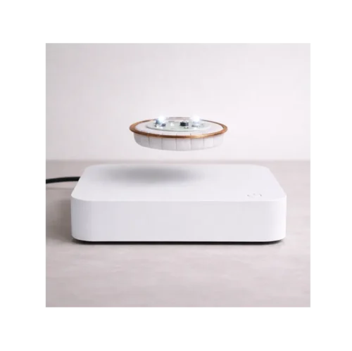 Socle de lévitation magnétique blanc avec galette flottante et led rgb