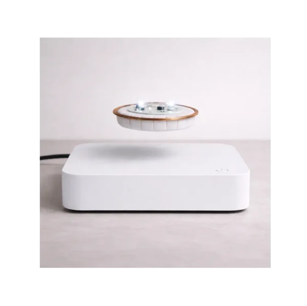 Socle de lévitation magnétique blanc avec galette flottante et led rgb