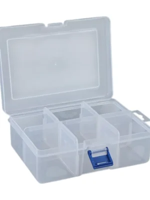 Boîte de Rangement Transparente – 6 Compartiments Modulables