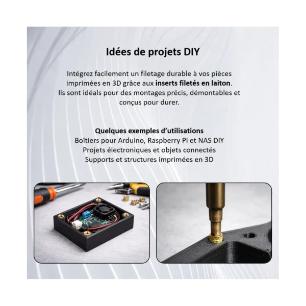 Illustrations de projets : boîtier électronique et pose d’un insert à chaud