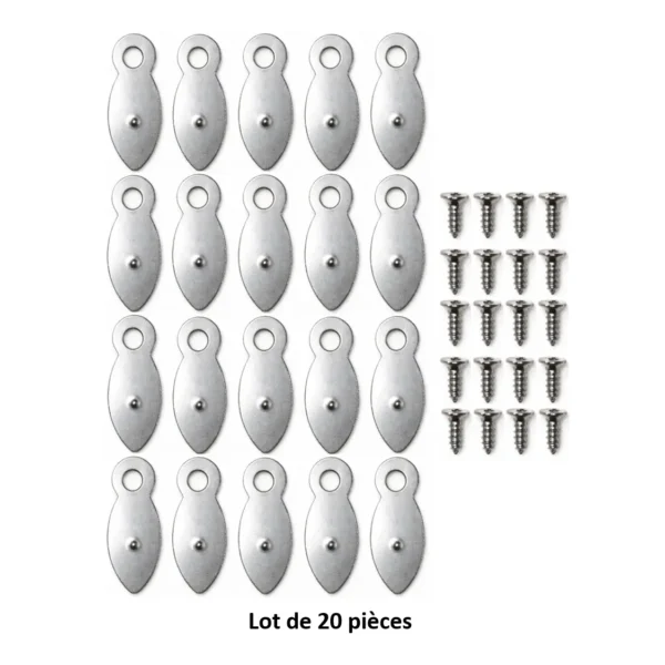 Lot de 20 attaches Lot de 20 attaches murales argentées avec vis pour cadres et tableaux