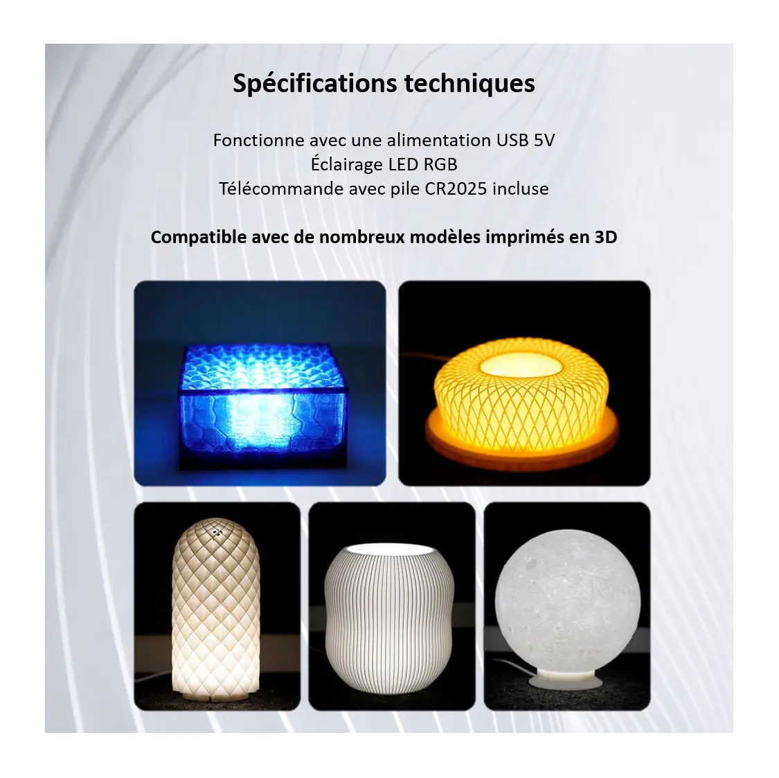Exemples de créations lumineuses et caractéristiques du kit LED RGB USB