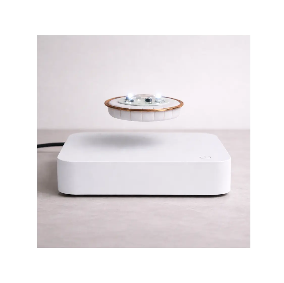 Socle de lévitation LED blanc avec rotation 360°