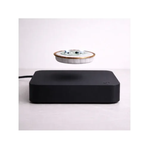 Socle de lévitation magnétique noir avec galette flottante et led rgb