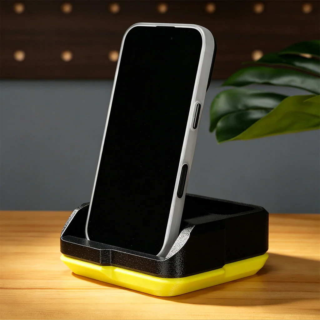 Support de téléphone imprimé en noir et jaune