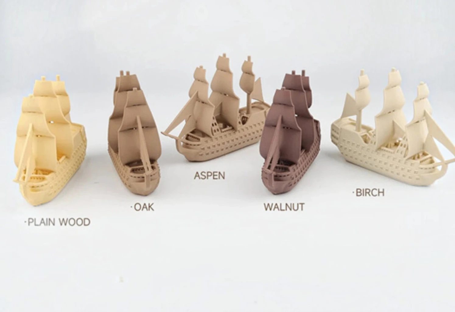 Comparatif des couleurs du filament PLA Bois eSUN