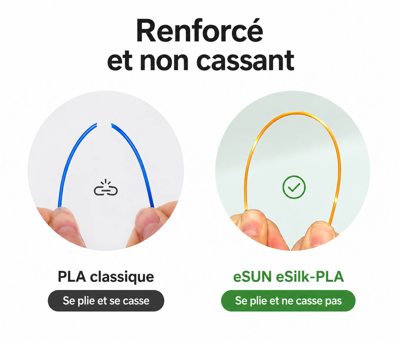 Comparatif de résistance du filament PLA Silk Rainbow eSUN