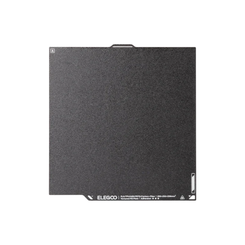 Face A du plateau ELEGOO, surface granuleuse marquée Textured PEI Plate