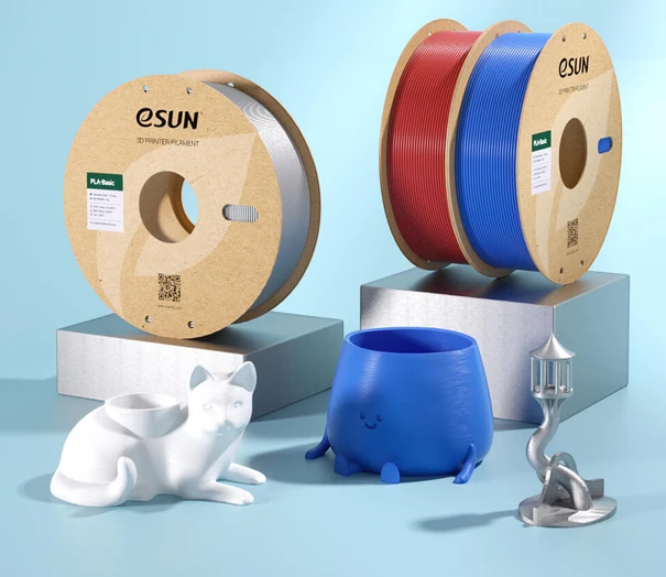 Bobines eSUN PLA Basic et exemples d’objets imprimés en 3D