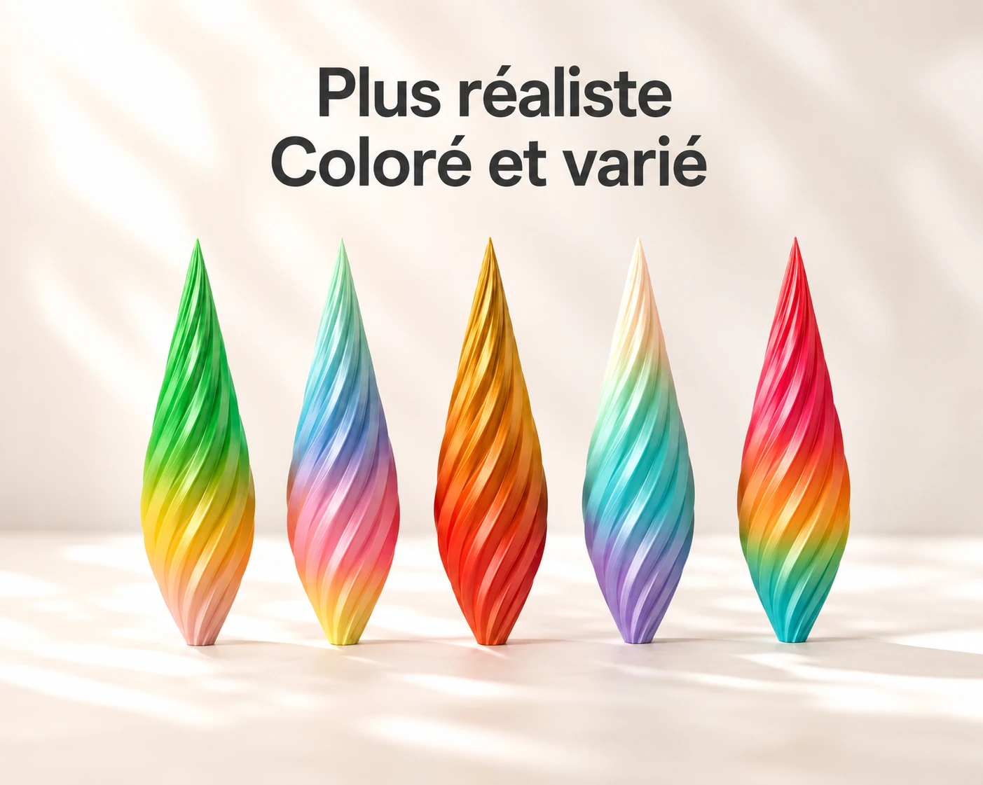 Dégradés de couleurs du filament PLA Silk Rainbow eSUN