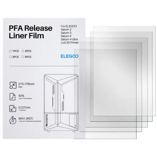 Lot de cinq films de séparation PFA ELEGOO pour les imprimantes Saturn compatibles