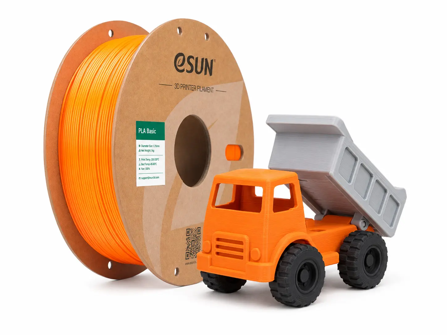 Camion benne orange imprimé en PLA Basic